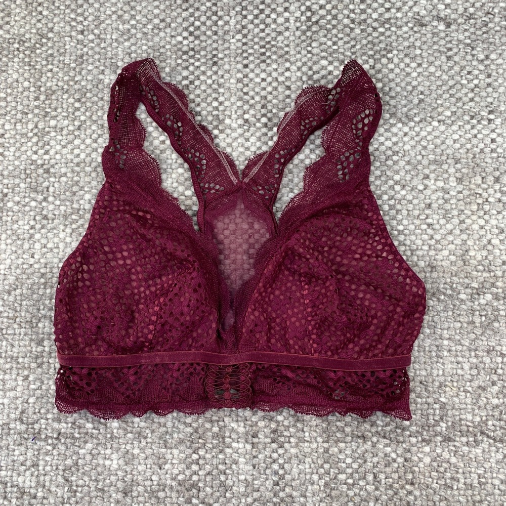 Victoria's Secret Bralette Womens Large Burgundy Wine Lace Racerback Pullover